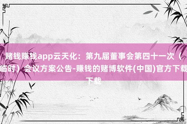 赌钱赚钱app云天化：第九届董事会第四十一次（临时）会议方案公告-赚钱的赌博软件(中国)官方下载