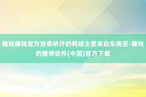 赌钱赚钱官方登录桥圩的鸭绒主要来自东南亚-赚钱的赌博软件(中国)官方下载