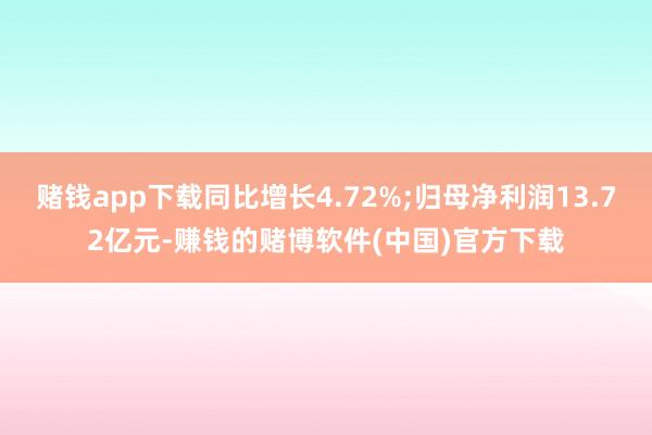 赌钱app下载同比增长4.72%;归母净利润13.72亿元-赚钱的赌博软件(中国)官方下载
