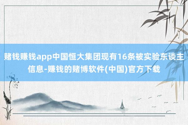 赌钱赚钱app中国恒大集团现有16条被实验东谈主信息-赚钱的赌博软件(中国)官方下载