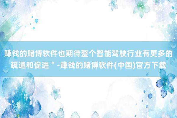 赚钱的赌博软件也期待整个智能驾驶行业有更多的疏通和促进＂-赚钱的赌博软件(中国)官方下载
