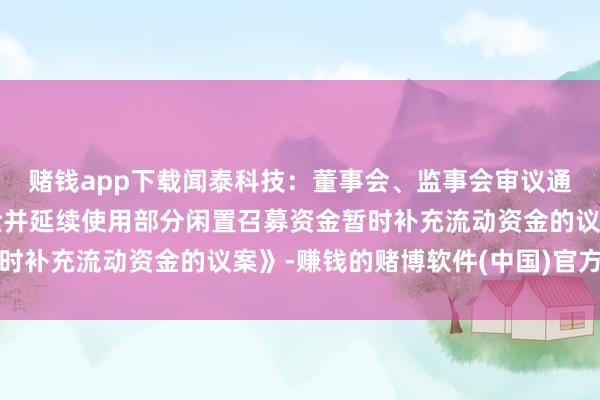 赌钱app下载闻泰科技：董事会、监事会审议通过《对于璧还召募资金并延续使用部分闲置召募资金暂时补充流动资金的议案》-赚钱的赌博软件(中国)官方下载